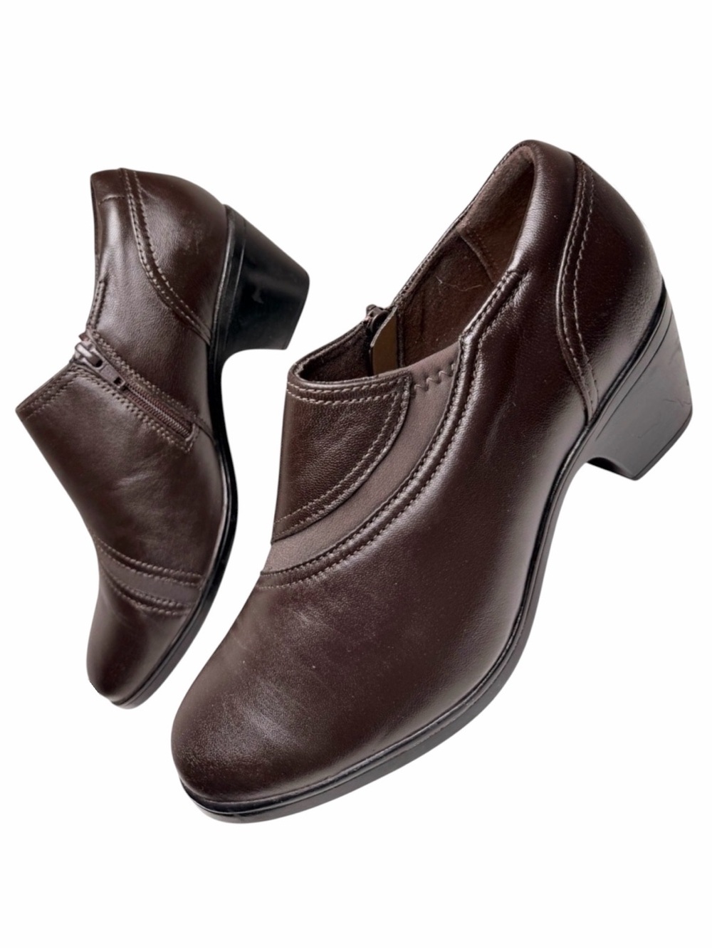 Clarks Emily 2 Opal Leather Loafer Ankle Booties Dark Brown Womens 8